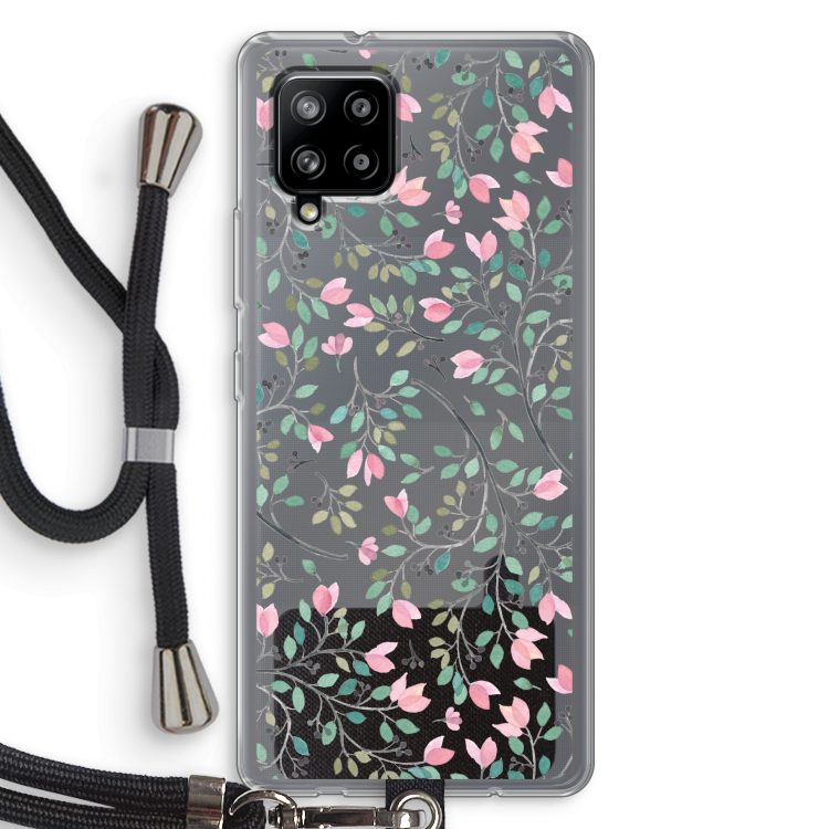 Sierlijke bloemen: Samsung Galaxy A42 5G Transparant Hoesje met koord