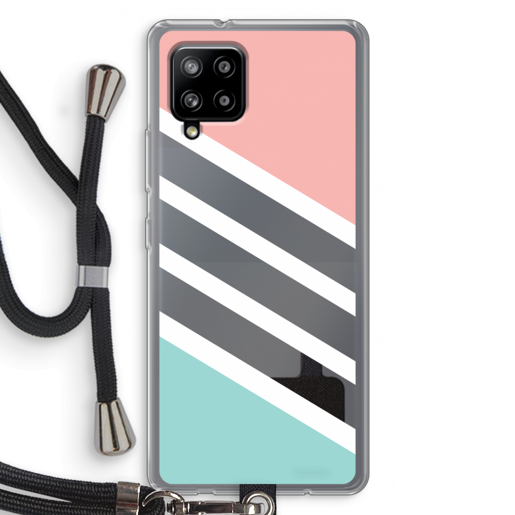 Strepen pastel: Samsung Galaxy A42 5G Transparant Hoesje met koord