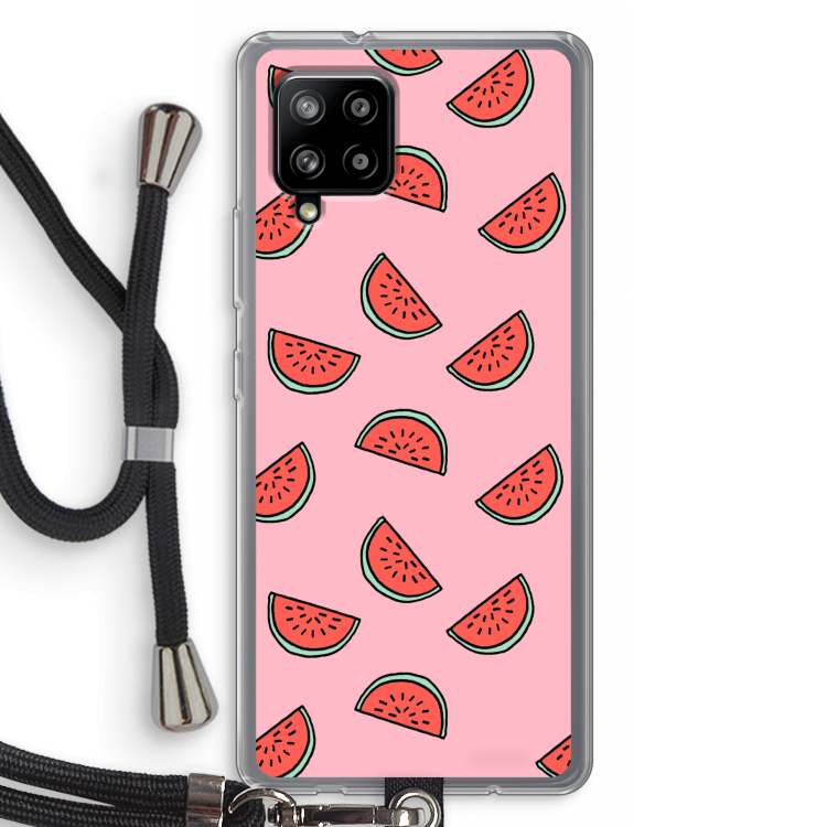 Watermeloen: Samsung Galaxy A42 5G Transparant Hoesje met koord