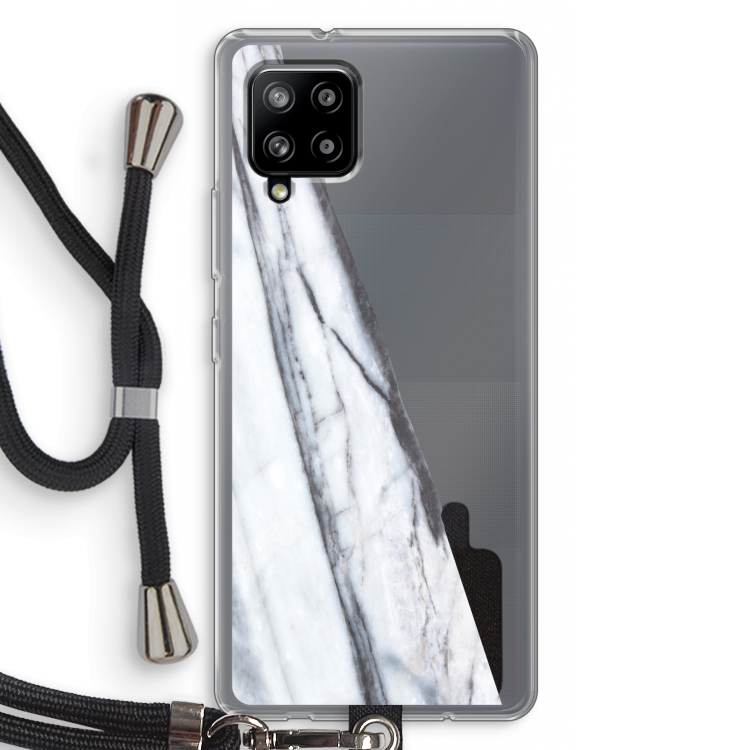 Gestreepte marmer: Samsung Galaxy A42 5G Transparant Hoesje met koord