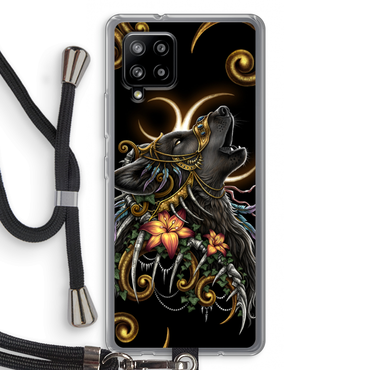 Huilende Wolf: Samsung Galaxy A42 5G Transparant Hoesje met koord