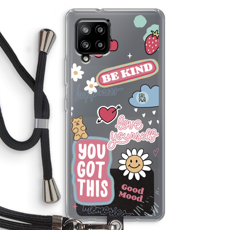 Positivity: Samsung Galaxy A42 5G Transparant Hoesje met koord