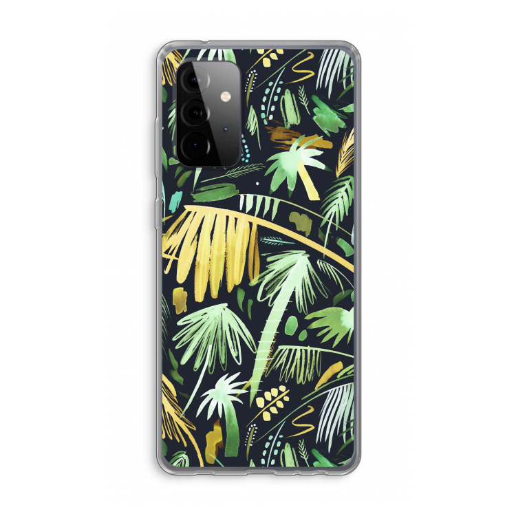 Tropical Palms Dark: Samsung Galaxy A72 Transparant Hoesje