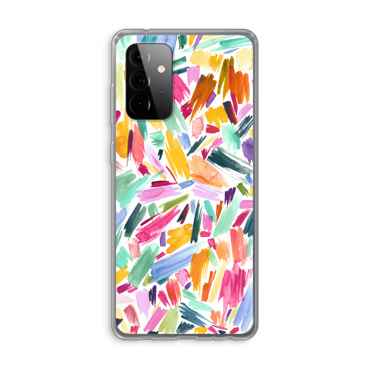Watercolor Brushstrokes: Samsung Galaxy A72 Transparant Hoesje