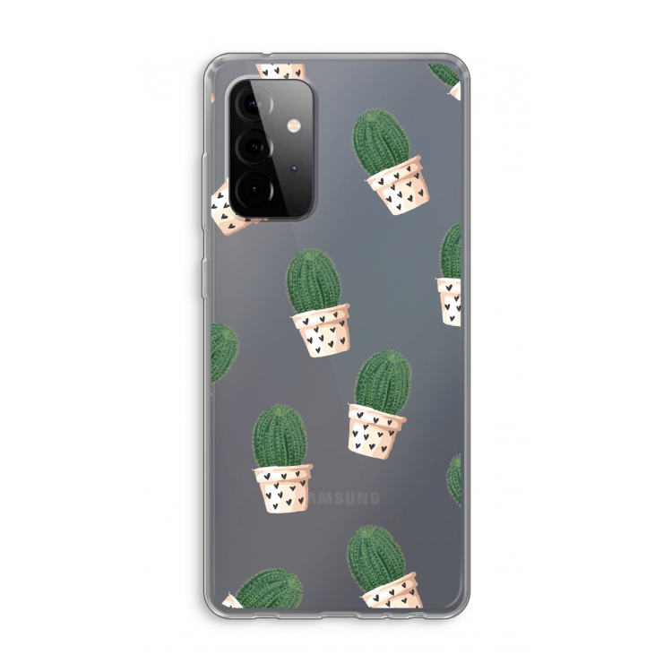 Cactusprint roze: Samsung Galaxy A72 Transparant Hoesje