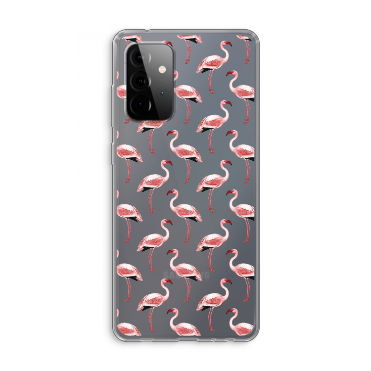 Flamingoprint groen: Samsung Galaxy A72 Transparant Hoesje