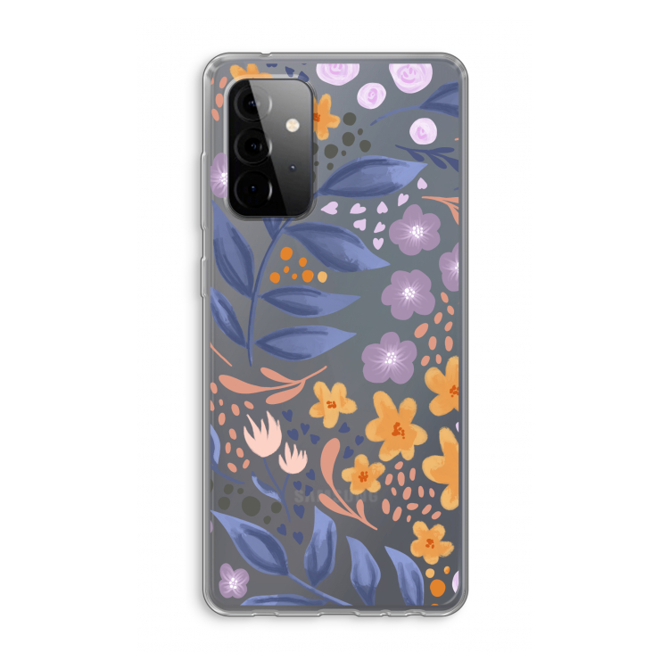 Flowers with blue leaves: Samsung Galaxy A72 Transparant Hoesje