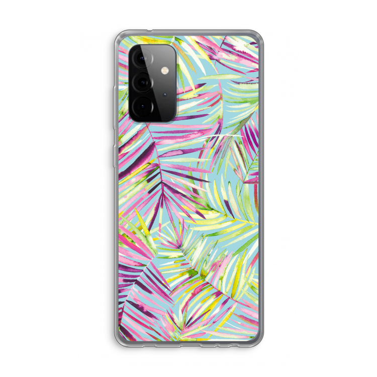 Tropical Palms Blue: Samsung Galaxy A72 Transparant Hoesje