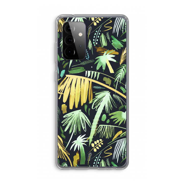 Tropical Palms Dark: Samsung Galaxy A72 Transparant Hoesje