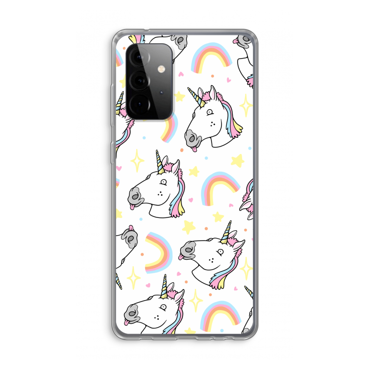 Rainbow Unicorn: Samsung Galaxy A72 Transparant Hoesje