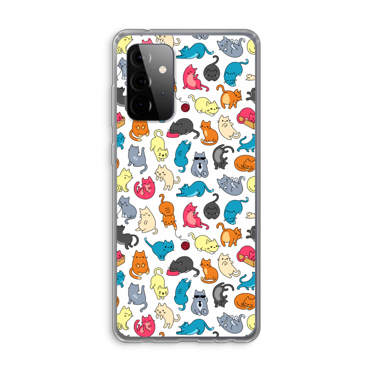 Kleurrijke katten: Samsung Galaxy A72 Transparant Hoesje