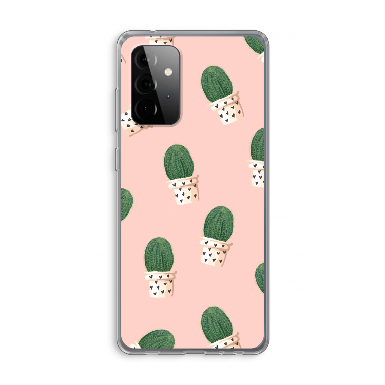 Cactusprint roze: Samsung Galaxy A72 Transparant Hoesje