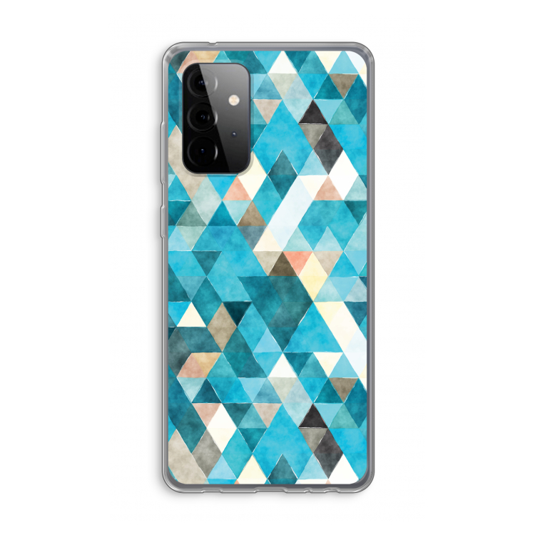 Gekleurde driehoekjes blauw: Samsung Galaxy A72 Transparant Hoesje