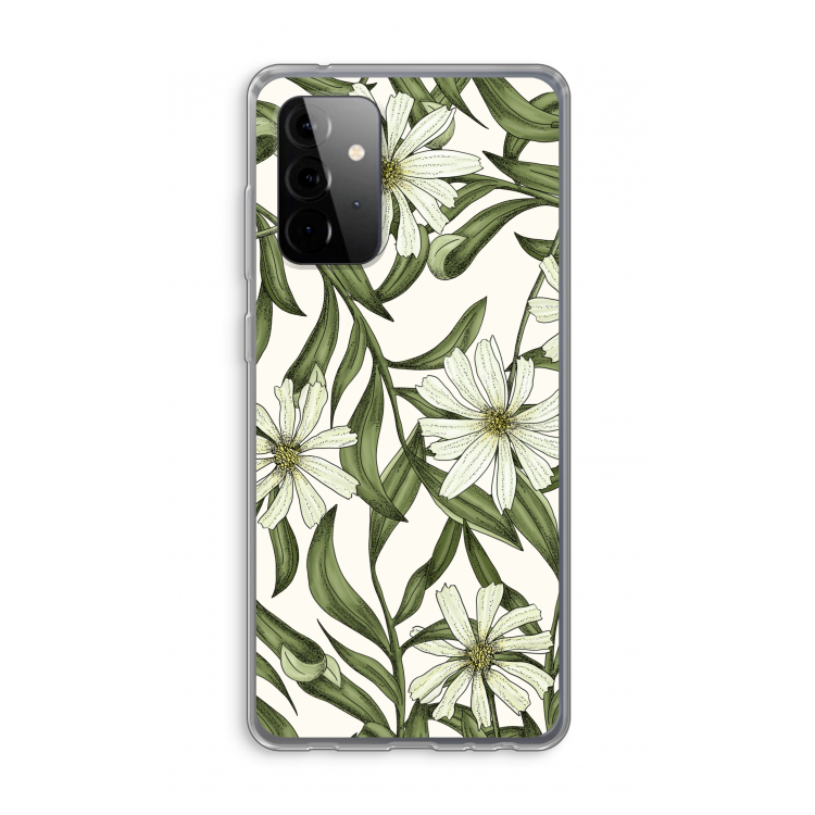 Wit bloemenpatroon: Samsung Galaxy A72 Transparant Hoesje