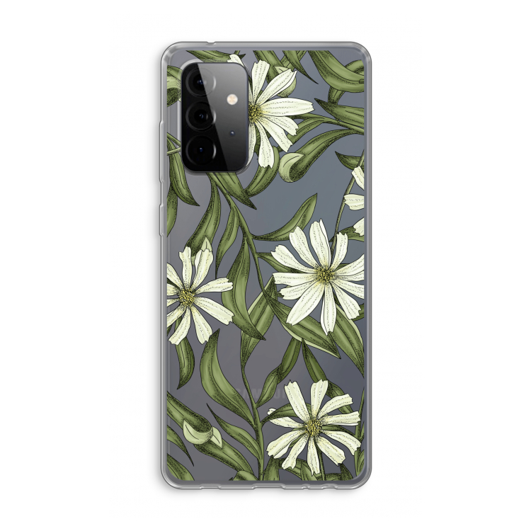 Wit bloemenpatroon: Samsung Galaxy A72 Transparant Hoesje