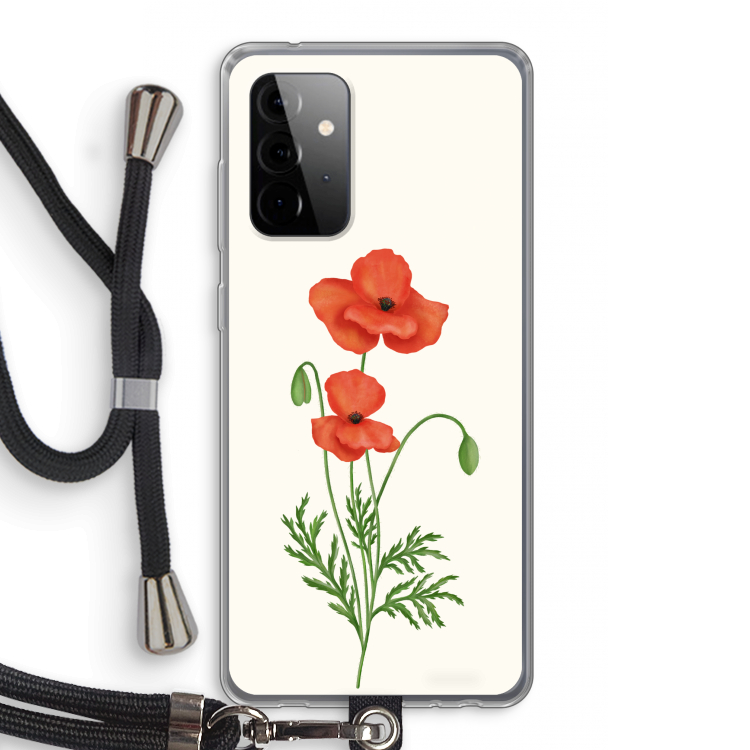 Red poppy: Samsung Galaxy A72 5G Transparant Hoesje met koord