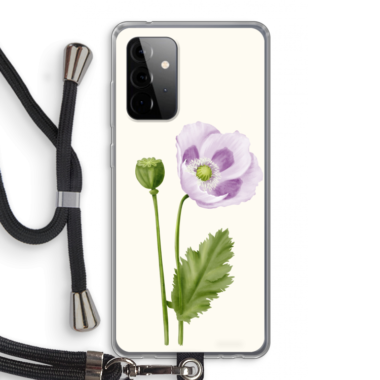 Purple poppy: Samsung Galaxy A72 5G Transparant Hoesje met koord