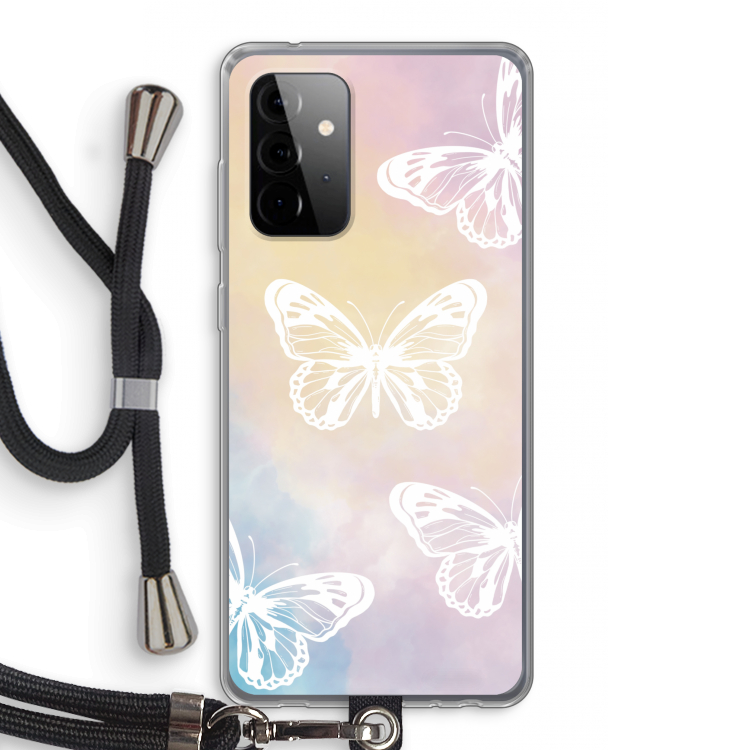 White butterfly: Samsung Galaxy A72 5G Transparant Hoesje met koord