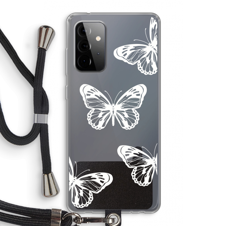 White butterfly: Samsung Galaxy A72 5G Transparant Hoesje met koord