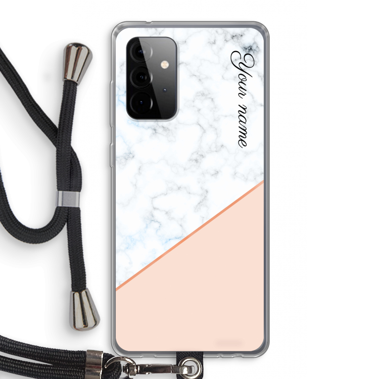 Marmer in stijl: Samsung Galaxy A72 5G Transparant Hoesje met koord