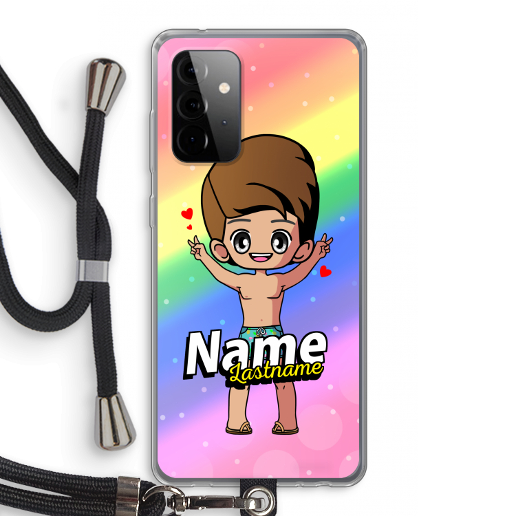 Chibi Maker man: Samsung Galaxy A72 5G Transparant Hoesje met koord