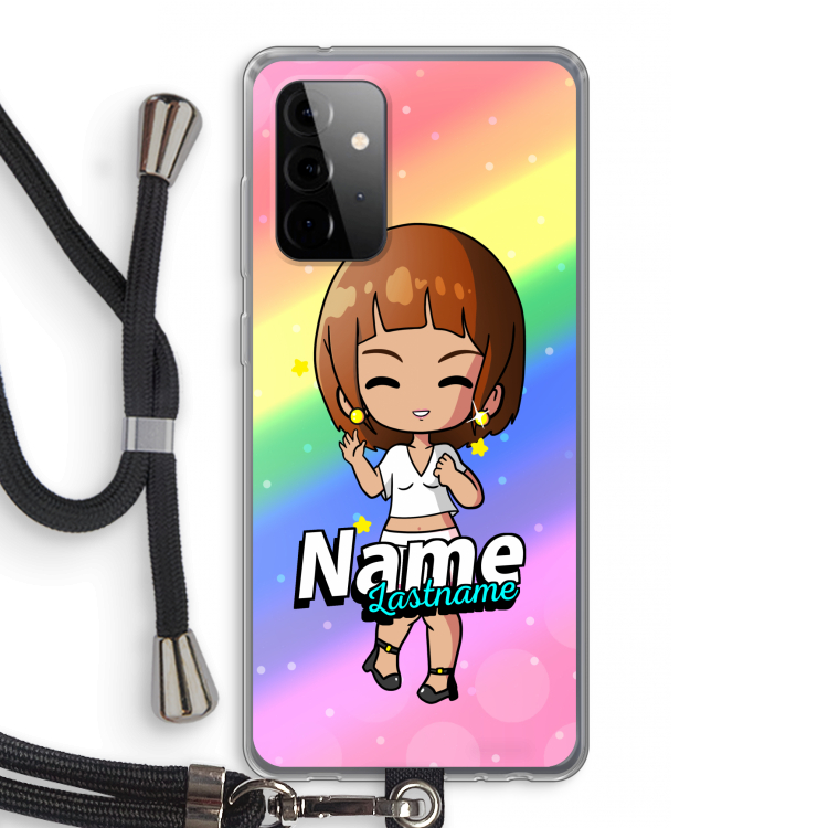 Chibi Maker vrouw: Samsung Galaxy A72 5G Transparant Hoesje met koord