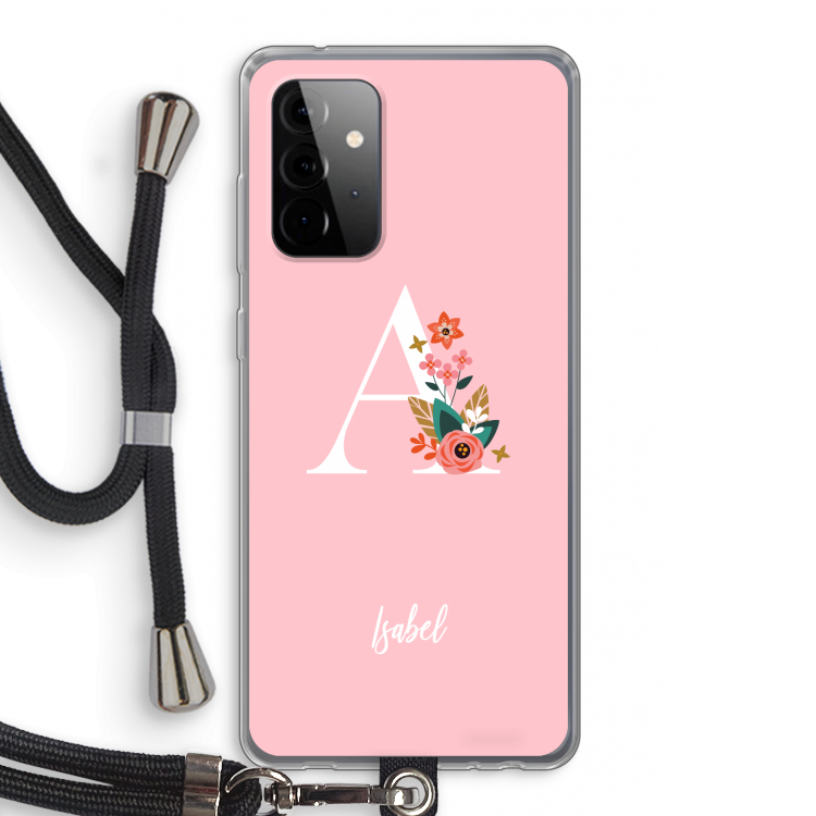 Pink Bouquet: Samsung Galaxy A72 5G Transparant Hoesje met koord