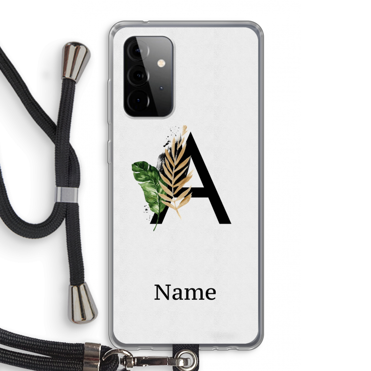 Charcoal Flora: Samsung Galaxy A72 5G Transparant Hoesje met koord