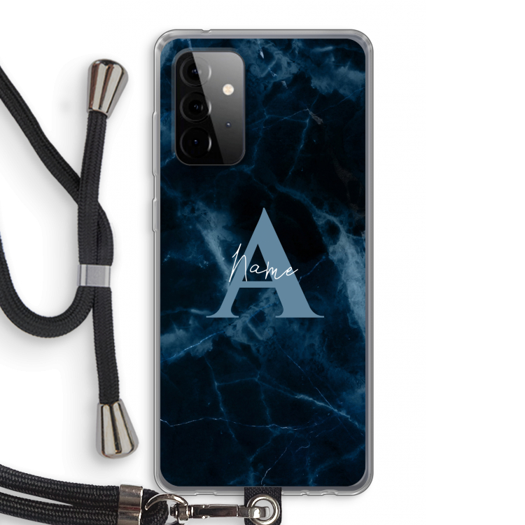 Midnight Marble: Samsung Galaxy A72 5G Transparant Hoesje met koord