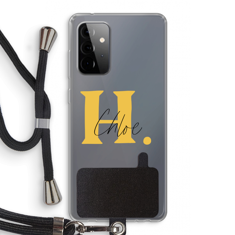 Amber Script: Samsung Galaxy A72 5G Transparant Hoesje met koord