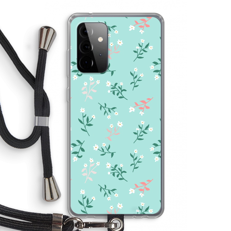 Small white flowers: Samsung Galaxy A72 5G Transparant Hoesje met koord