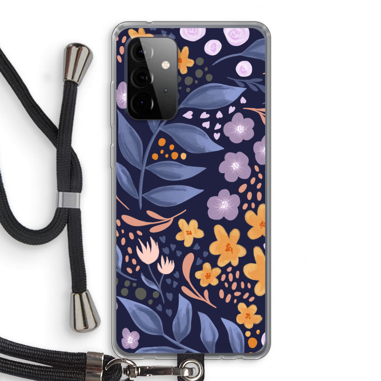 Flowers with blue leaves: Samsung Galaxy A72 5G Transparant Hoesje met koord
