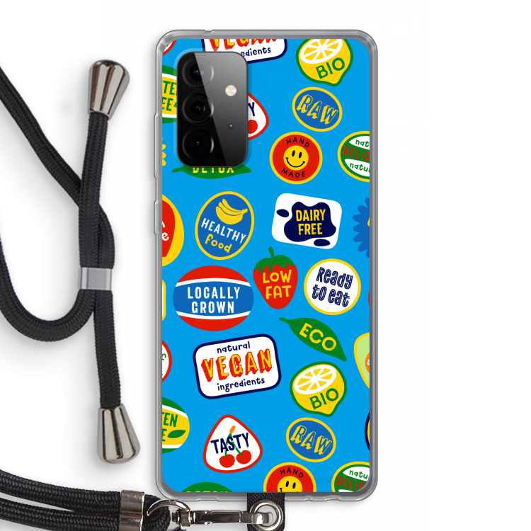 Fruitsticker: Samsung Galaxy A72 5G Transparant Hoesje met koord
