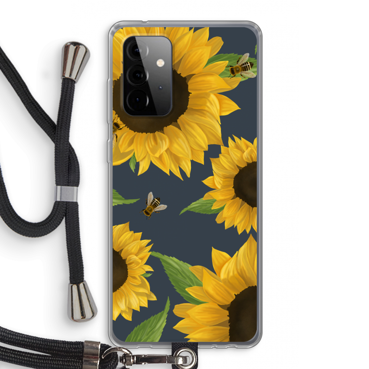 Sunflower and bees: Samsung Galaxy A72 5G Transparant Hoesje met koord