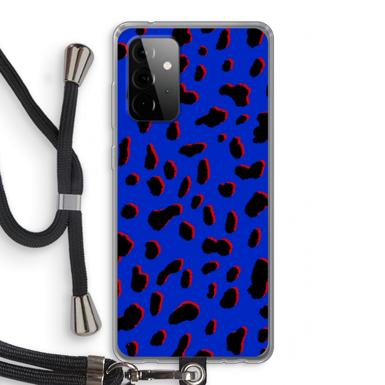 Blue Leopard: Samsung Galaxy A72 5G Transparant Hoesje met koord