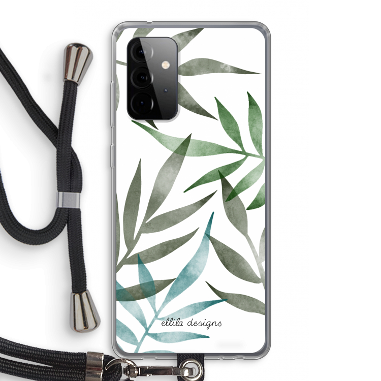 Tropical watercolor leaves: Samsung Galaxy A72 5G Transparant Hoesje met koord