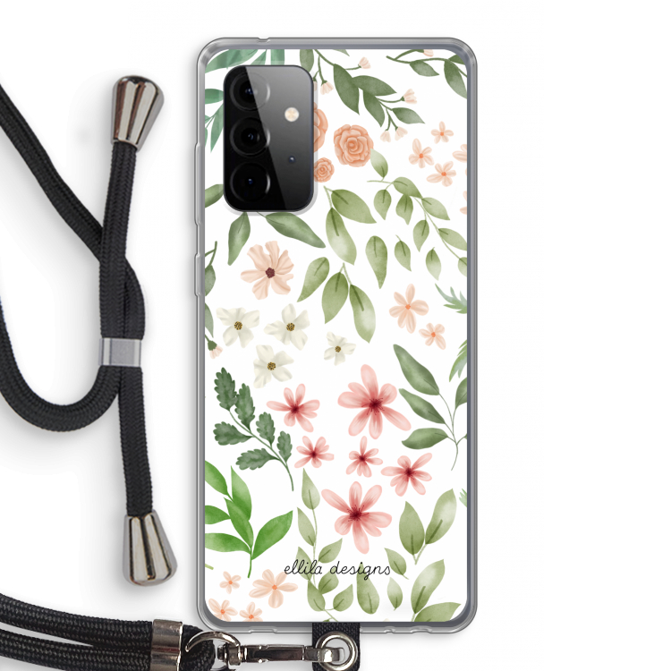 Botanical sweet flower heaven: Samsung Galaxy A72 5G Transparant Hoesje met koord