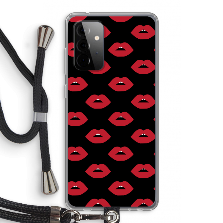 Lips: Samsung Galaxy A72 5G Transparant Hoesje met koord