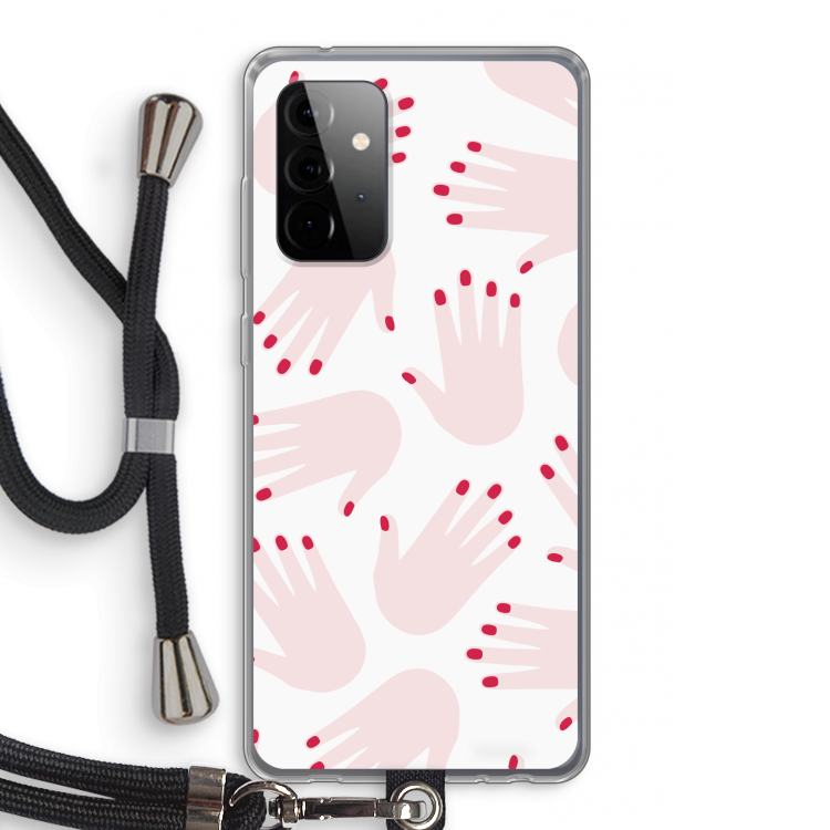 Hands pink: Samsung Galaxy A72 5G Transparant Hoesje met koord