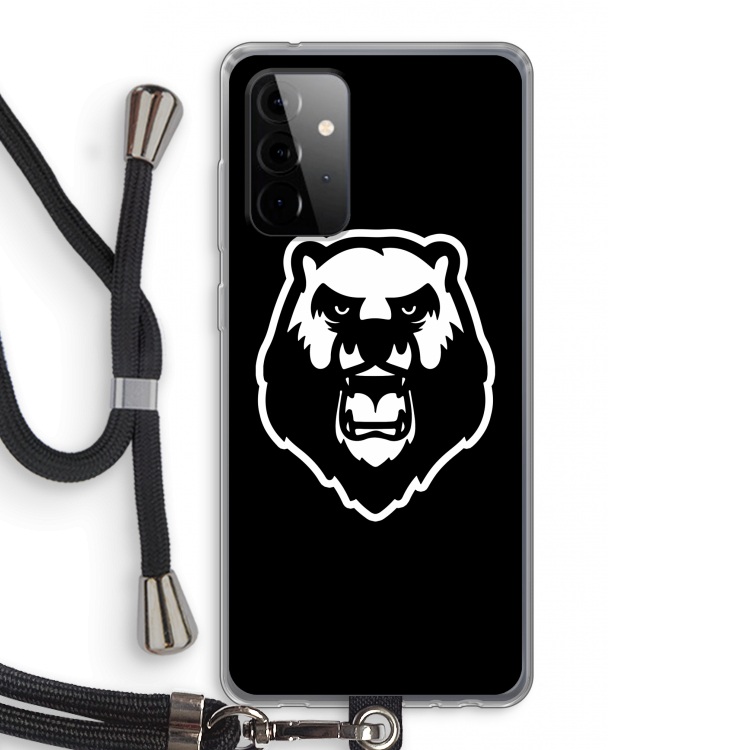 Angry Bear (black): Samsung Galaxy A72 5G Transparant Hoesje met koord