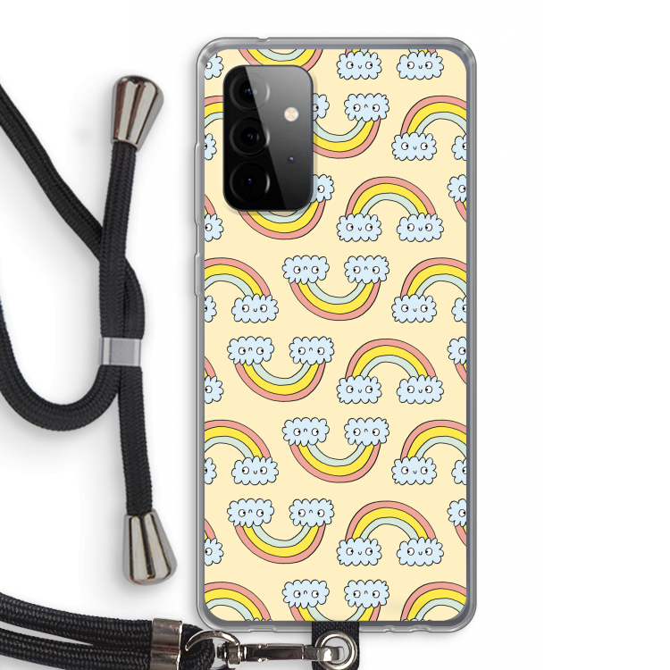 Regenboog: Samsung Galaxy A72 5G Transparant Hoesje met koord