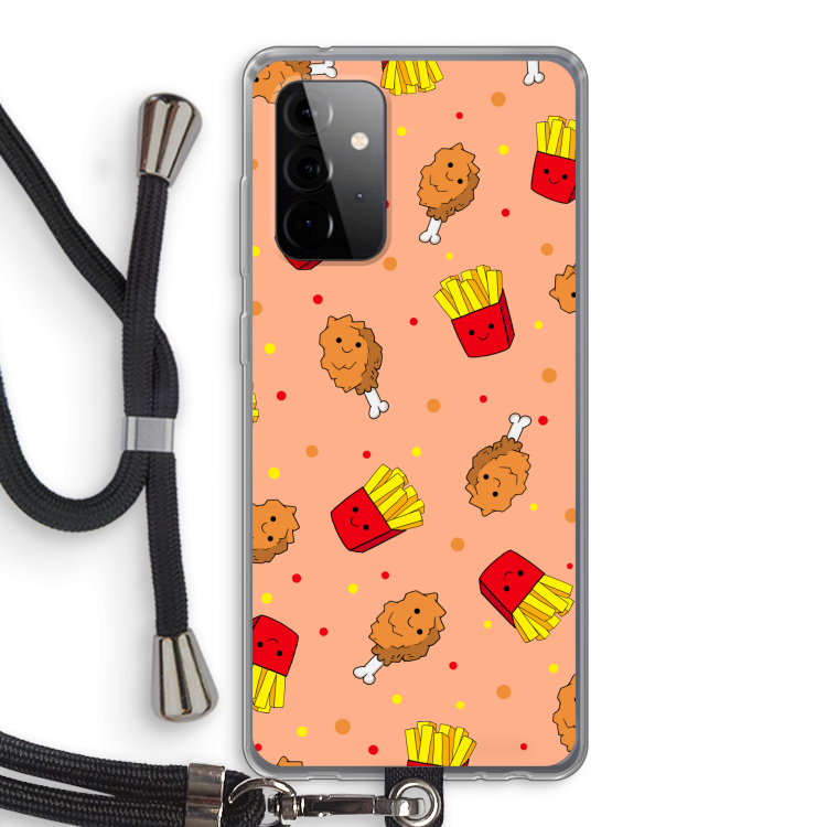 Chicken 'n Fries: Samsung Galaxy A72 5G Transparant Hoesje met koord