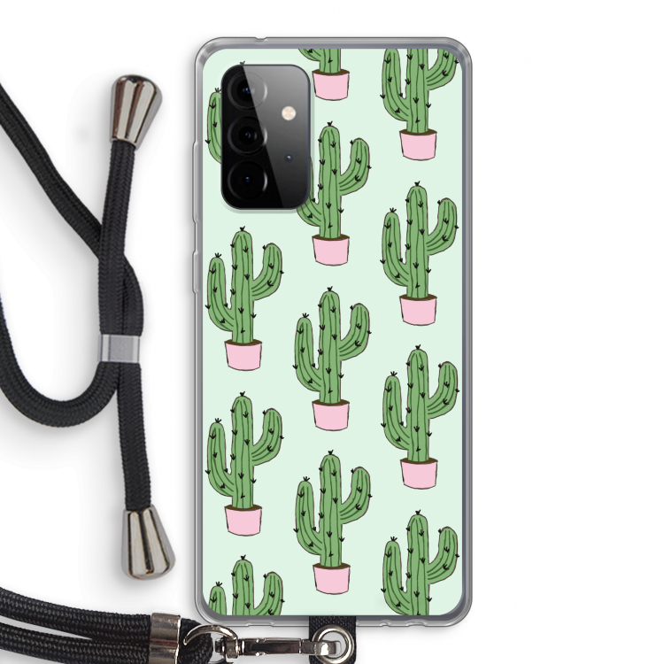 Cactus Lover: Samsung Galaxy A72 5G Transparant Hoesje met koord