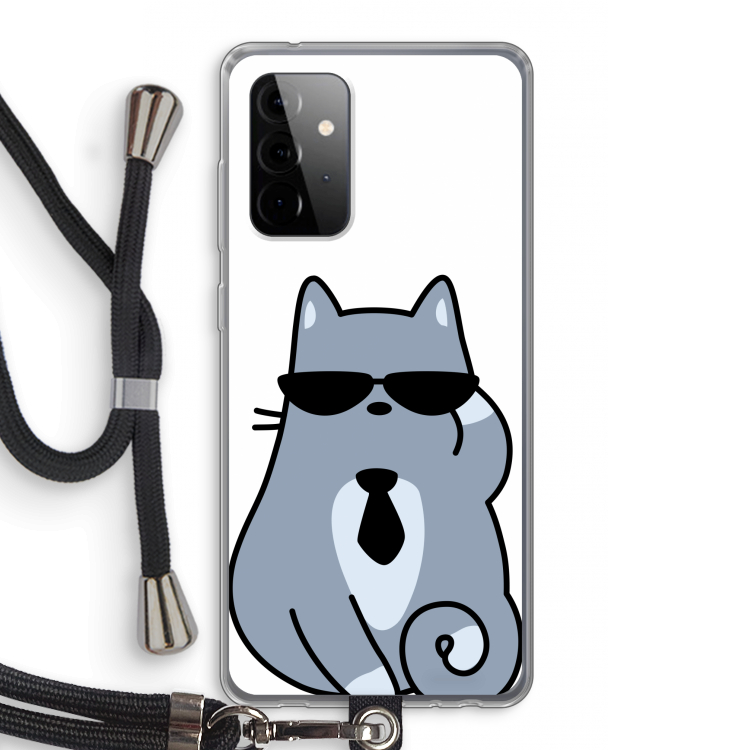 Cool cat: Samsung Galaxy A72 5G Transparant Hoesje met koord