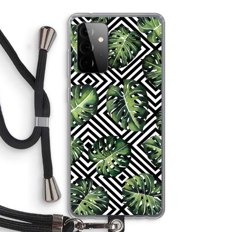 Geometrische jungle: Samsung Galaxy A72 5G Transparant Hoesje met koord