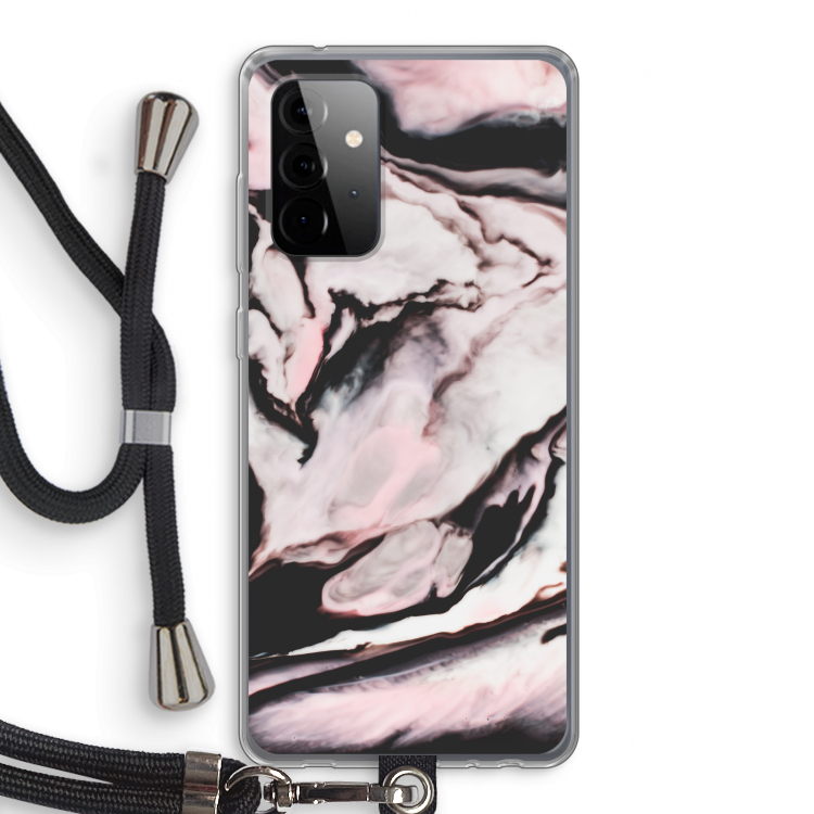 Roze stroom: Samsung Galaxy A72 5G Transparant Hoesje met koord