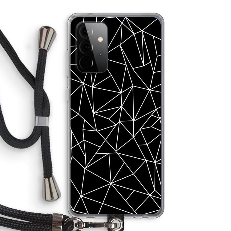 Geometrische lijnen wit: Samsung Galaxy A72 5G Transparant Hoesje met koord