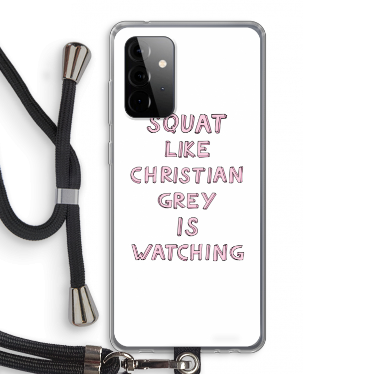 Christian Grey: Samsung Galaxy A72 5G Transparant Hoesje met koord