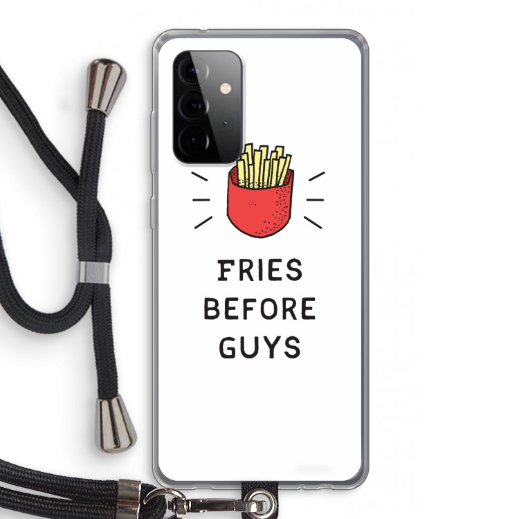 Fries before guys: Samsung Galaxy A72 5G Transparant Hoesje met koord