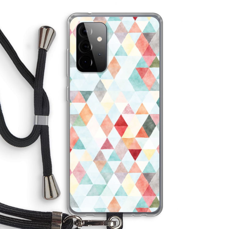 Gekleurde driehoekjes pastel: Samsung Galaxy A72 5G Transparant Hoesje met koord